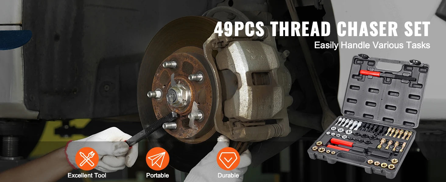 SucceBuy Thread Chaser Set UNC UNF Metric Thread Restorer Tool Rethreading Tool Kit Heat Treated Steel Mechanics DIY Enthusiast