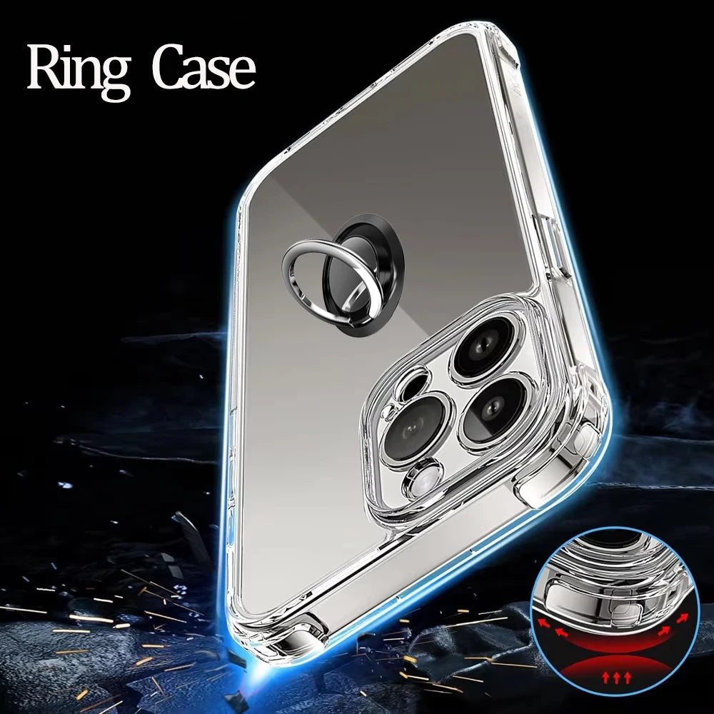 Smarsty Transparent Shockproof IPhone Case With Ring Stand -