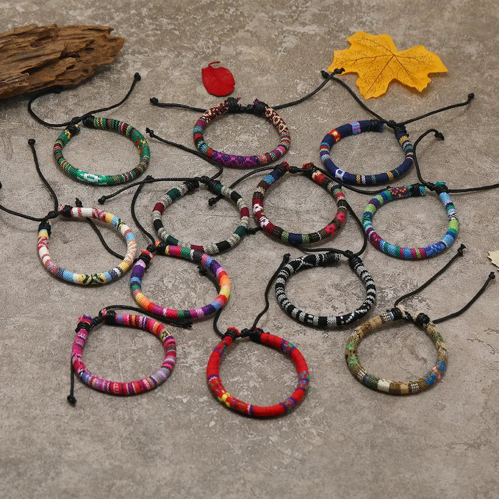 Colorful 12Pcs Nepal Ethnic Bracelet Set for Women - Smarsty