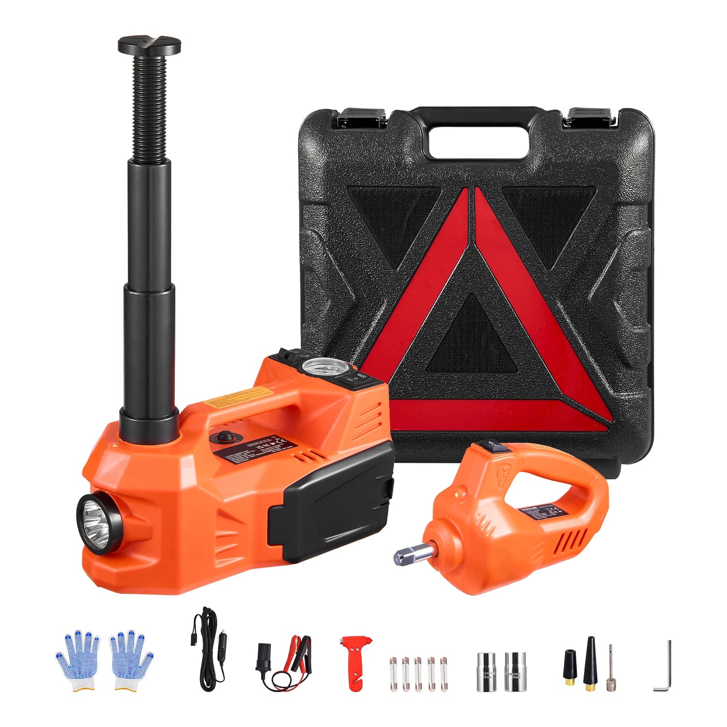 SucceBuy Electric Car Jack, 5T Electric Scissor Jack with Built-In Inflator 12V Tire Changer with LED Light for Sedan SUV Truck - Smarsty
