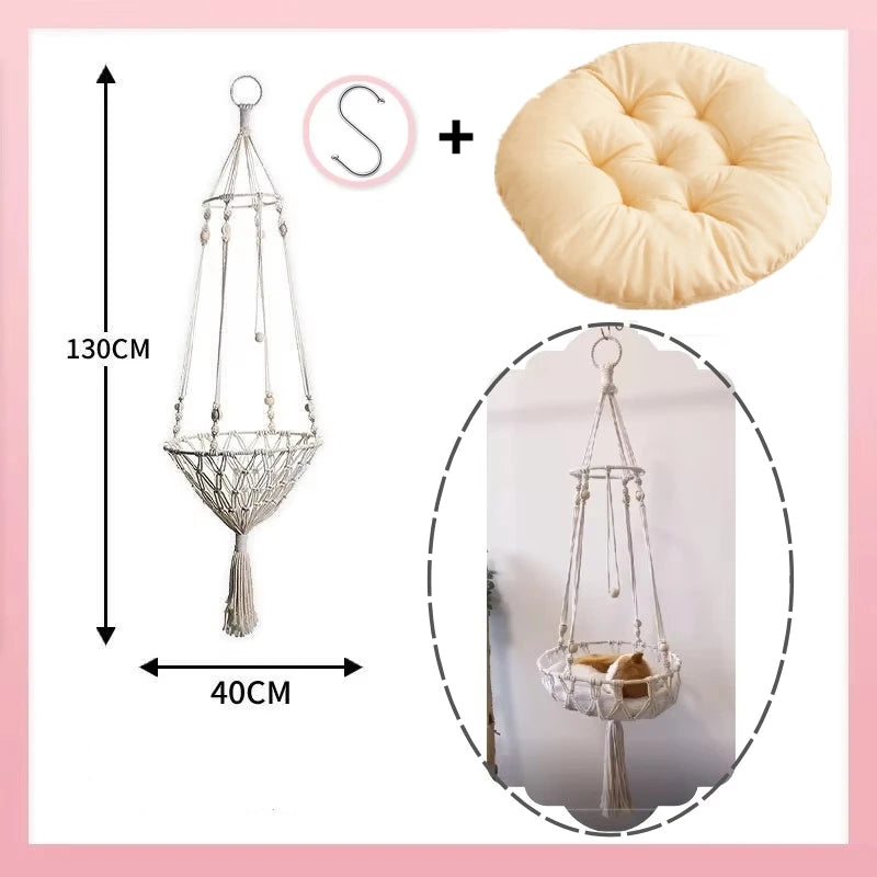 Handwoven Cat Hammock Swing Bed for Cozy Comfort - Smarsty