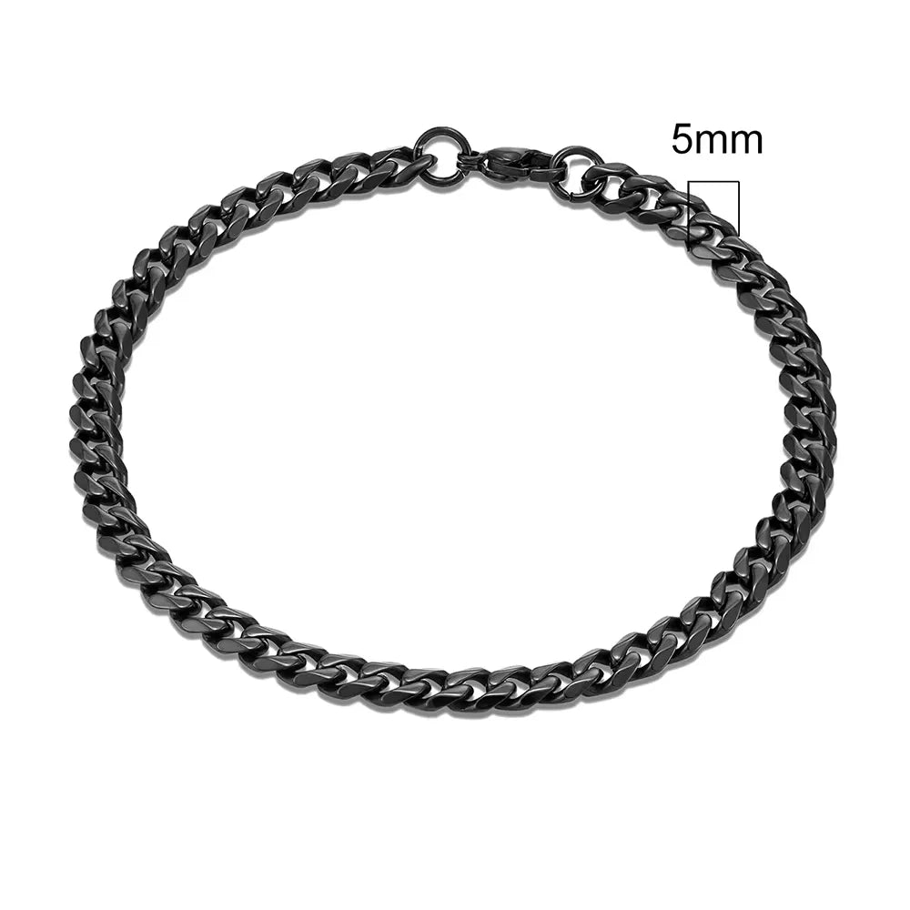 MKENDN 3-11mm Silver Stainless Steel Curb Link Bracelet - Smarsty