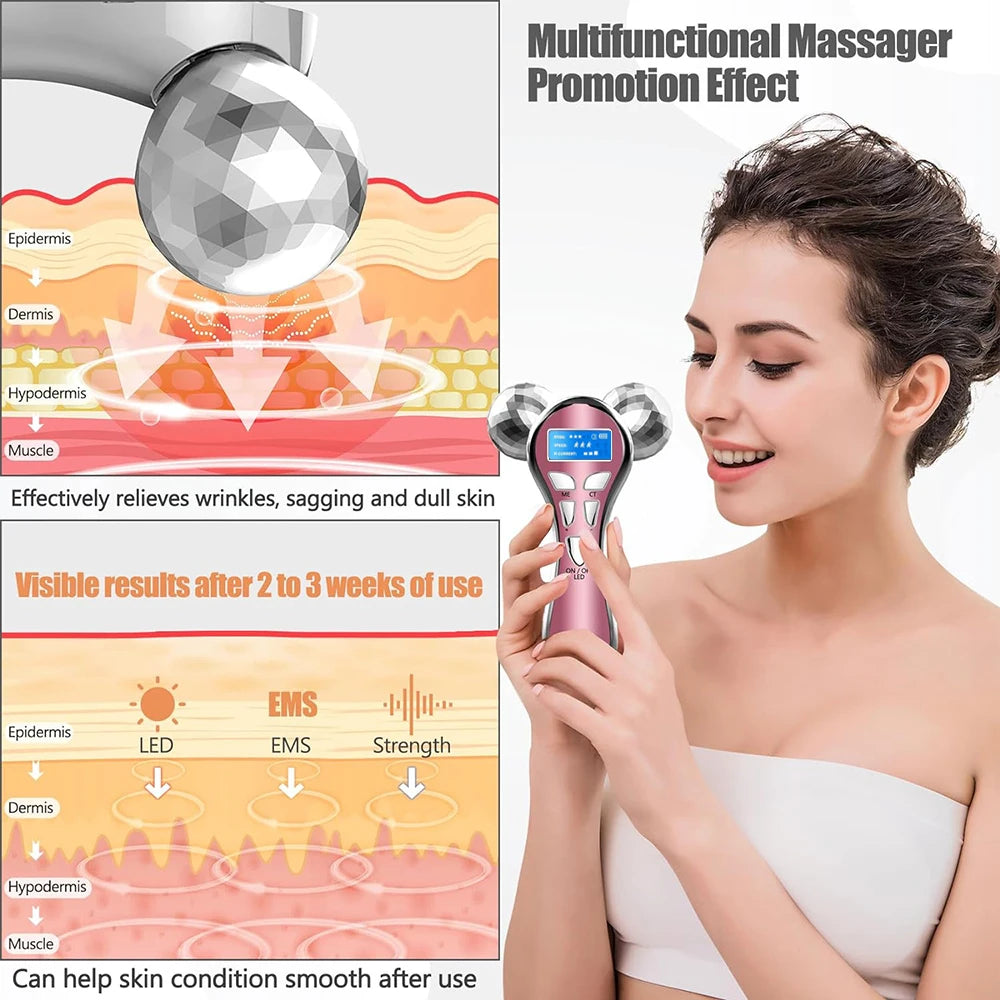 4D EMS Face Massager Roller for Lifting and Anti-Aging - Smarsty