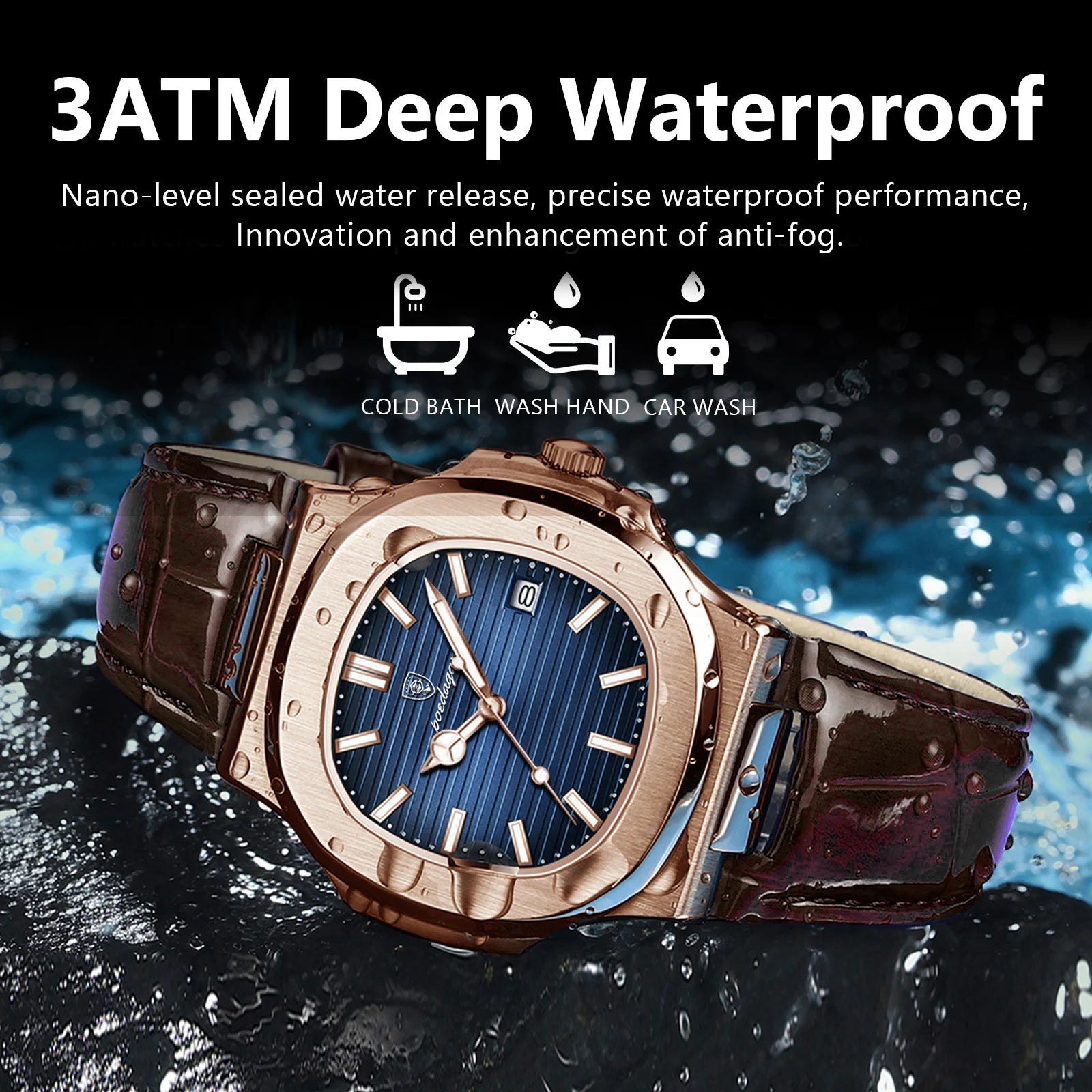 Luxury Waterproof Quartz Square Men Watch with Luminous Feature - Smarsty