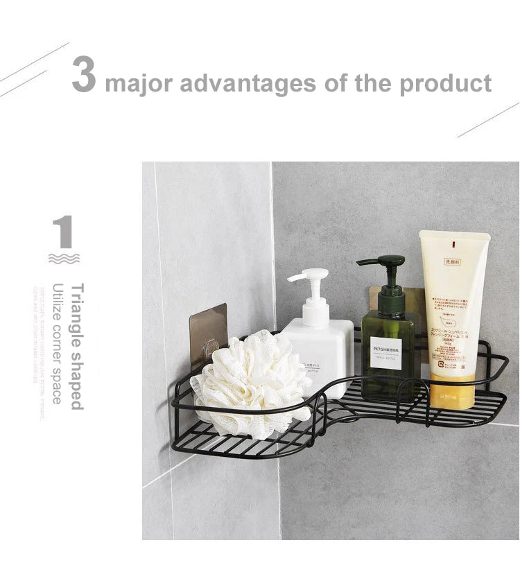 Durable Iron Triangle Corner Rack for Kitchen and Bathroom - Smarsty