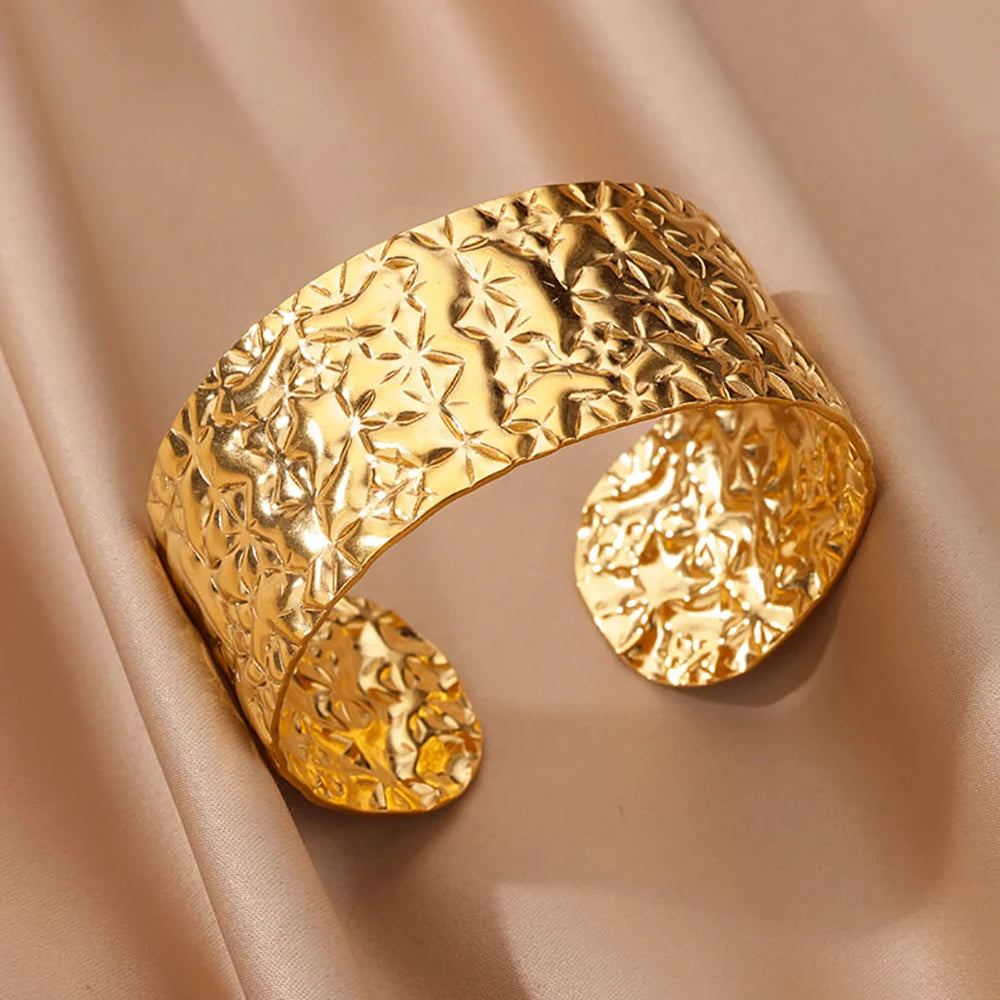 Luxury Gold Color Stainless Steel Cuff Bangle Bracelet - Smarsty