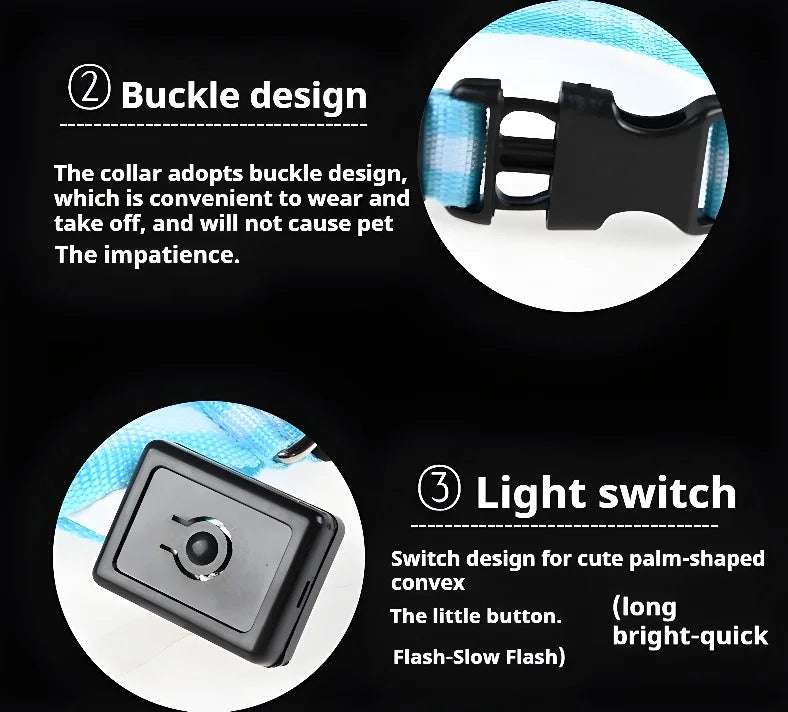 LED Nylon Dog Collar for Night Safety and Visibility - Smarsty