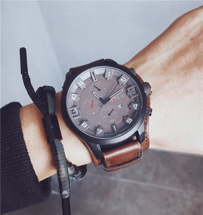 Retro Men's Luxury Quartz Watch with Leather Strap - Smarsty