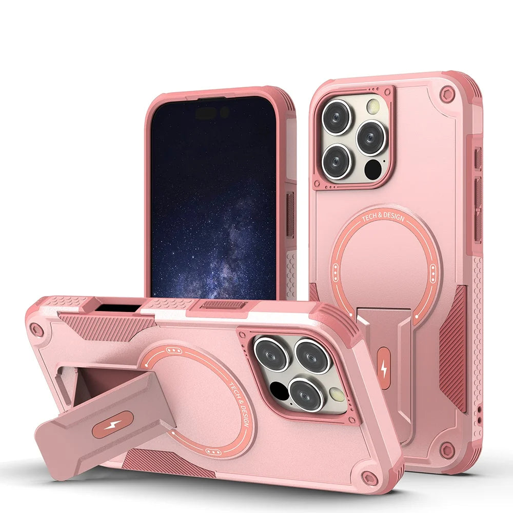 Armor Invisible Bracket for Magsafe Case For iPhone 17 16 15 13 14 12 Pro Max Plus 11 Magnetic PC Wireless Charge Holder Cover