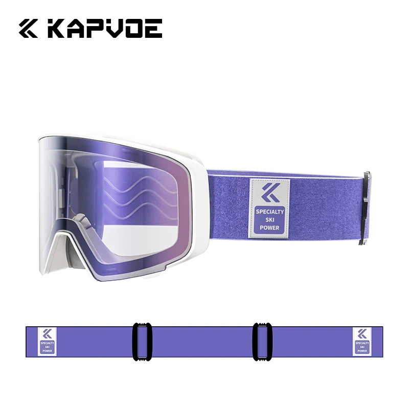 Kapvoe Photochromic Ski Goggles Magnetic Anti-Fog Lenses UV400 Protection Men Women Ski Goggles Snow Sunglasses Sports Eyewear