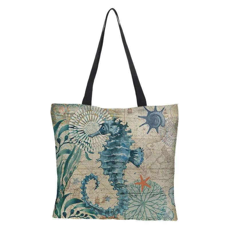 Large Capacity Linen Tote Bag Animal Print Shoulder Bag - Smarsty