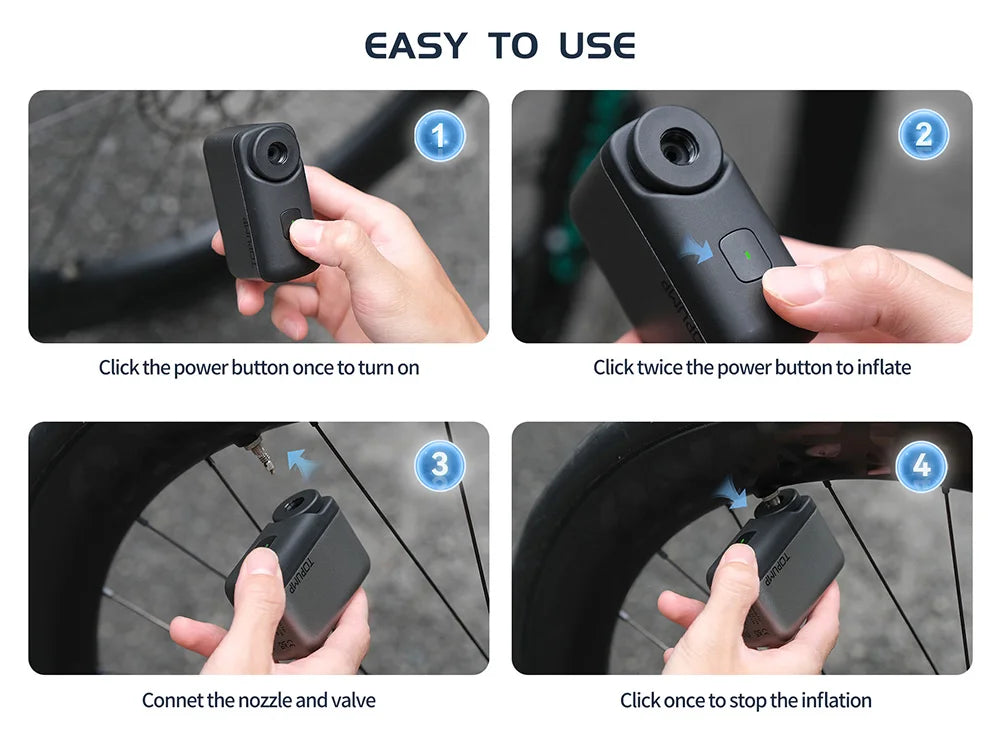 Mini Bike Pump, Portable Electric Bike Pump, Ultra Small 120PSI Battery Bicycle Pump, Automatic Shut-Off, Presta & Schrader - Smarsty