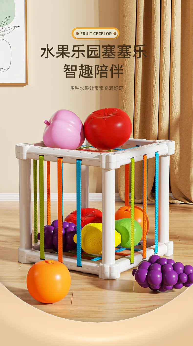 Baby Montessori Shape Sorter Cube Rainbow Colorful Blocks Sorting Game Infant Cognitive Grip Training Learning Educational Toy - Smarsty