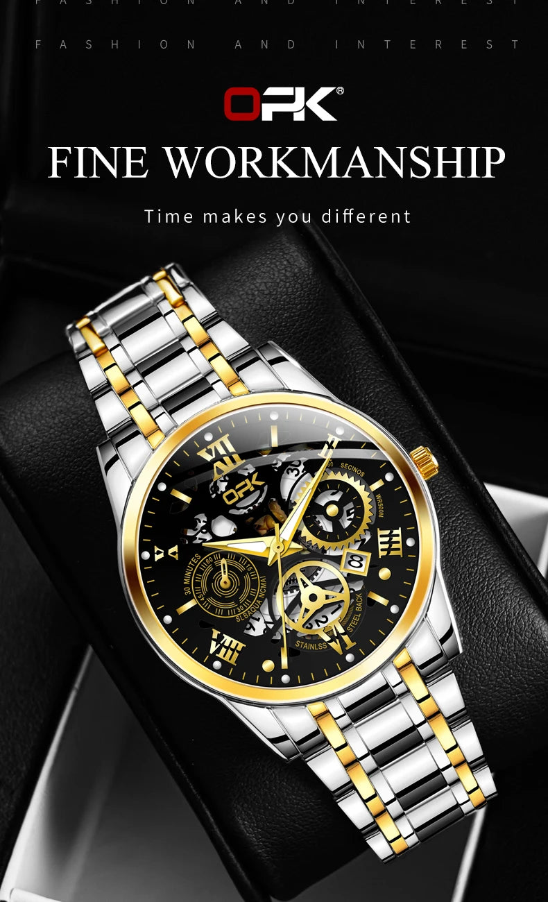 Men's Waterproof Steel Watch with Night Glow Feature - Smarsty