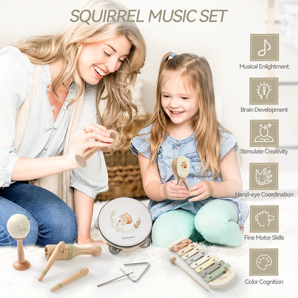 Musical Instruments Montessori Music Baby 0 12 Months Toys Drum Xylophone Kids Early Educational Wooden Instruments Baby Toys by Smarsty