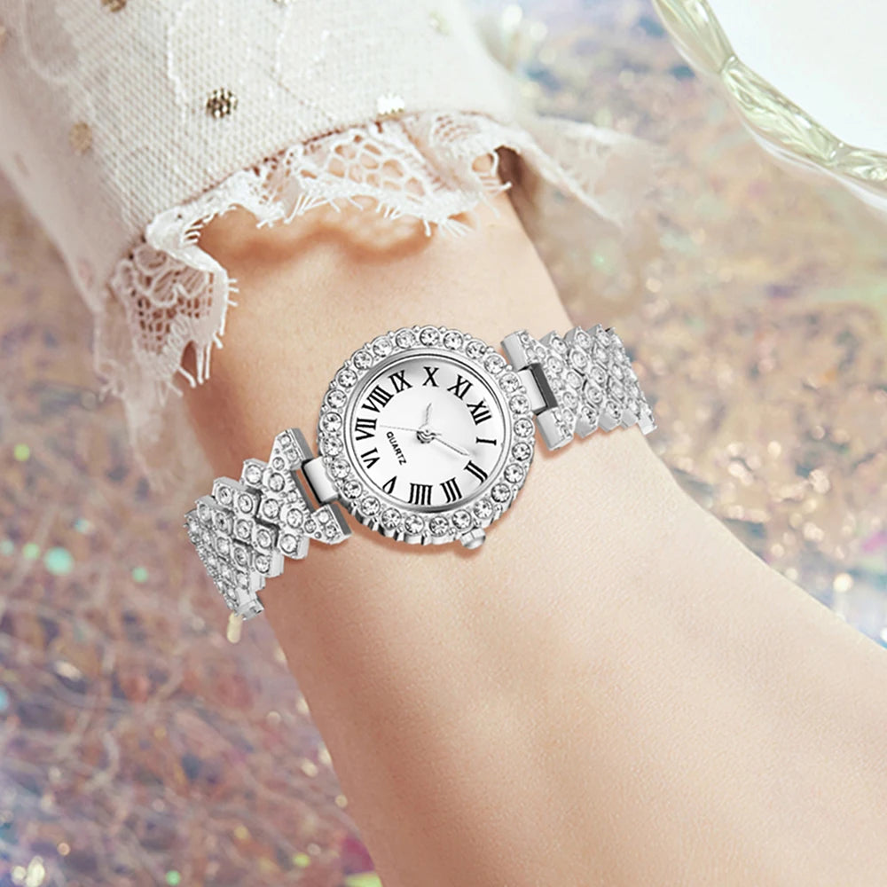 Luxury Silver Women's Quartz Watch Set for Her - Smarsty