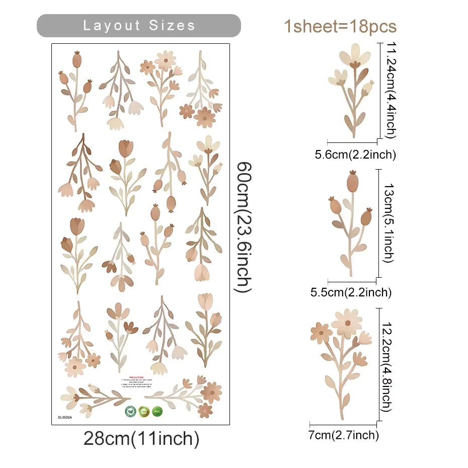 Boho Flowers Wall Stickers for Kids Room Décor - Smarsty