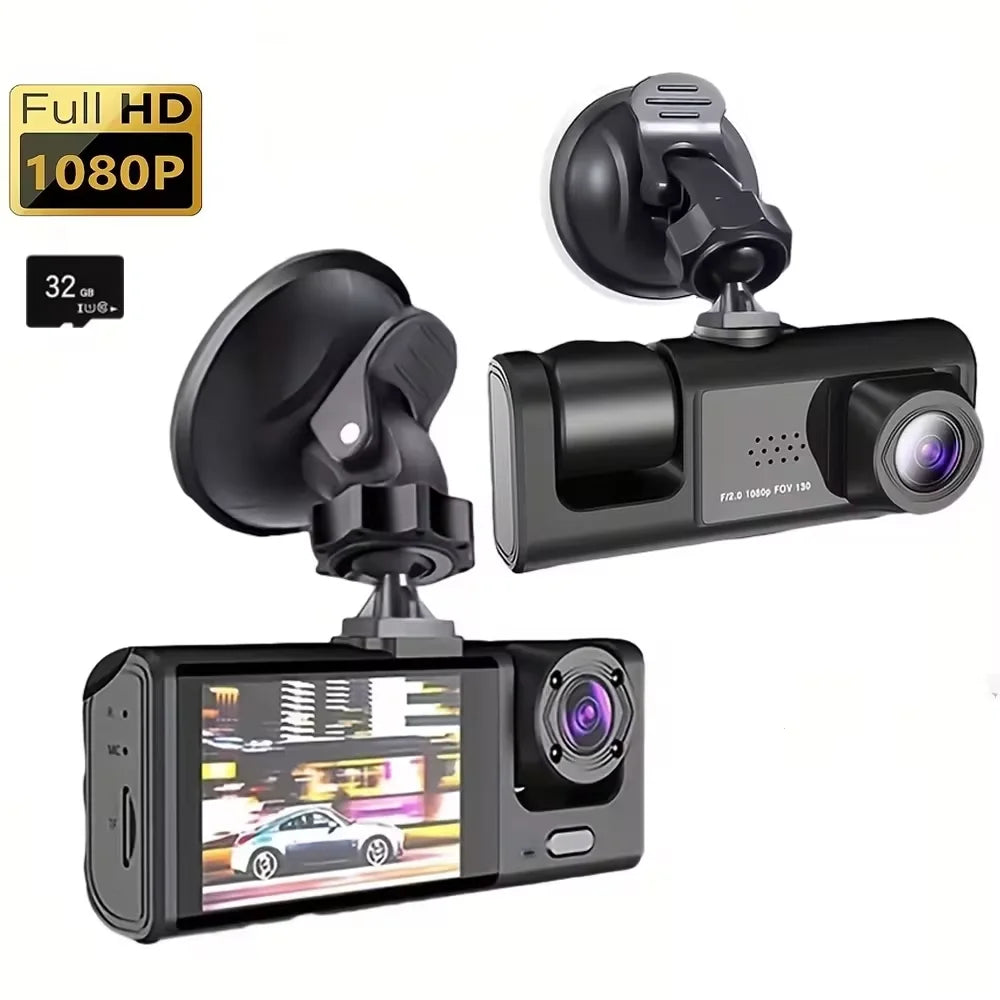 Dash Cam W/ IR Night Vision Loop Recording & 2" IPS Screen 1080P 3 Camera , DVR recorder, video recorder, Vehicle DVR - Smarsty