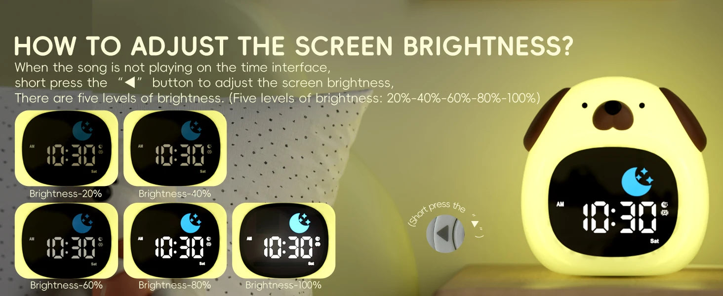 Puppy-Shaped Kids Alarm Clock with Night Light - Smarsty