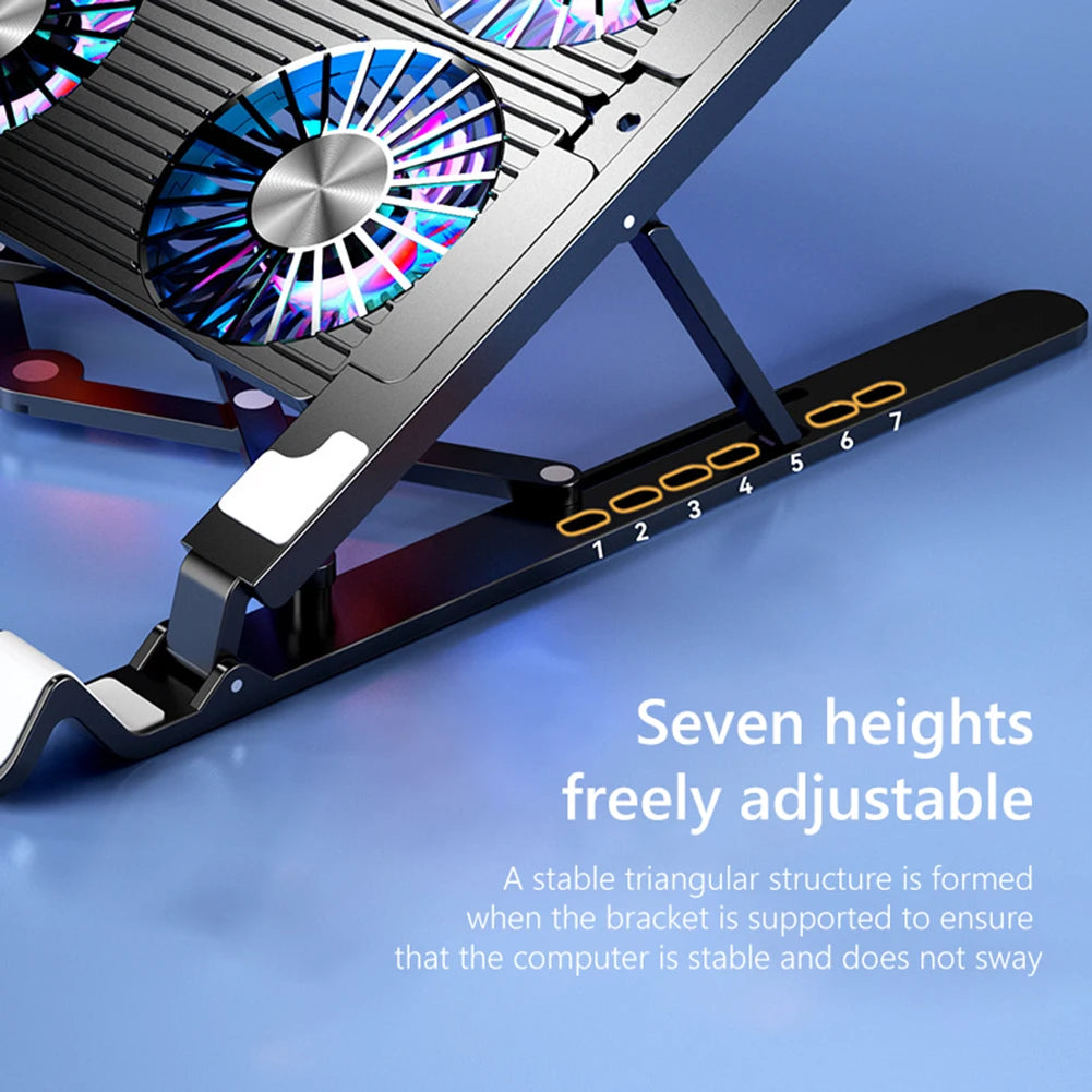Laptop Cooling Pad with 2/4 Fans Foldable Notebook Stand RGB Silent Gaming Laptop Cooler Fan 7 Height for 11-17.3 Inch Notebook