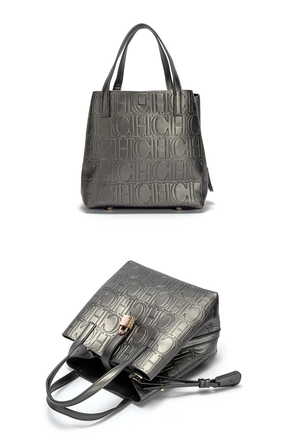 Women Tote Bag Steel Embossed Handheld Casual Purse - Smarsty