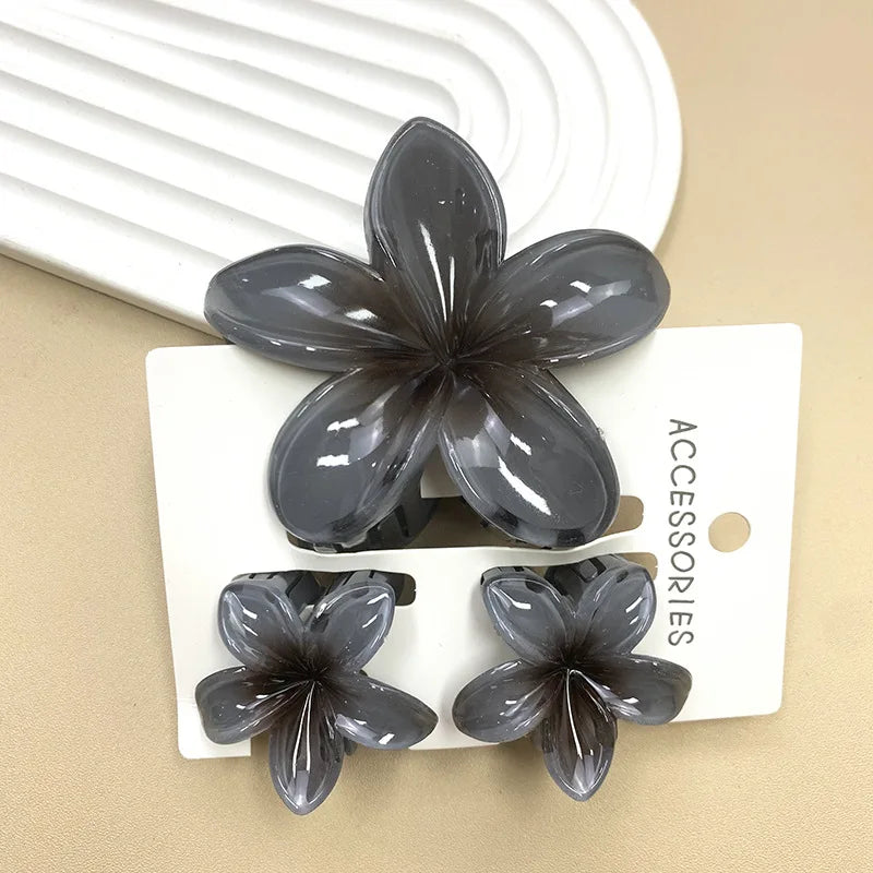 Bohemian Plumeria Hair Claw Clips Set Lightweight Beach - Smarsty