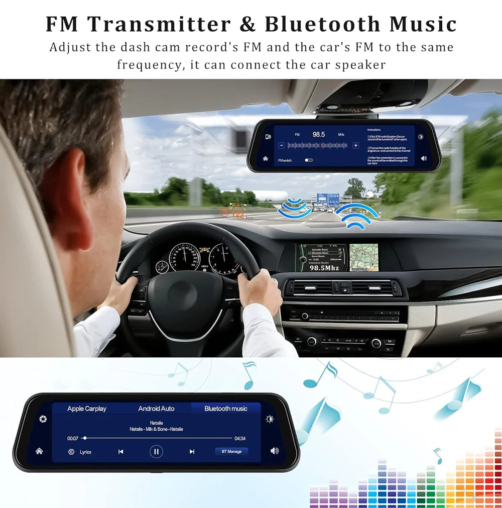 4K Dash Cam With Rearview Mirror Display and GPS WiFi - Smarsty