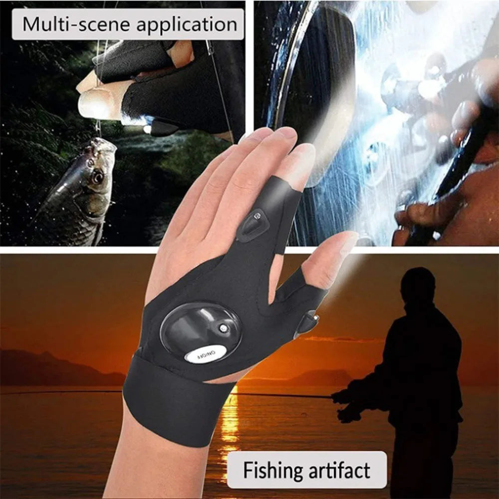 Cycling Gloves With Lights Gloves for Fishing Equipment Accessories Glove With Led Fingerless Light Fingers Mittens Apparel - Smarsty