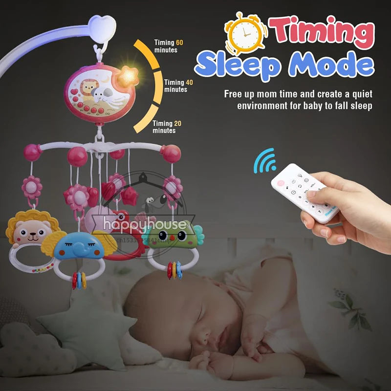 Musical Baby Crib Mobile with Lights Music Projection for Infants 0-6 Months Remote Control Crib Toys for Newborn Baby Mobile by Smarsty
