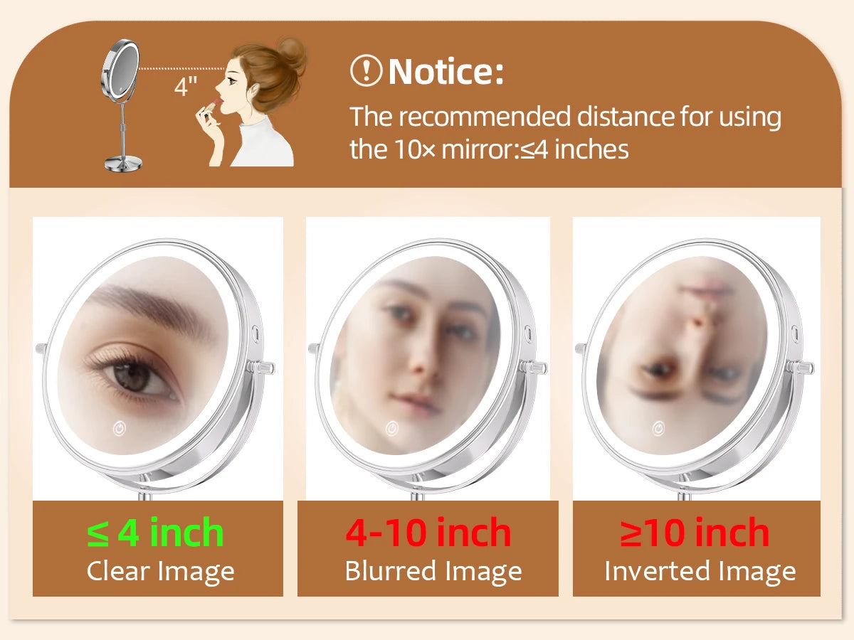 8 Inch Makeup Mirror With Light And 10X Magnification - Smarsty
