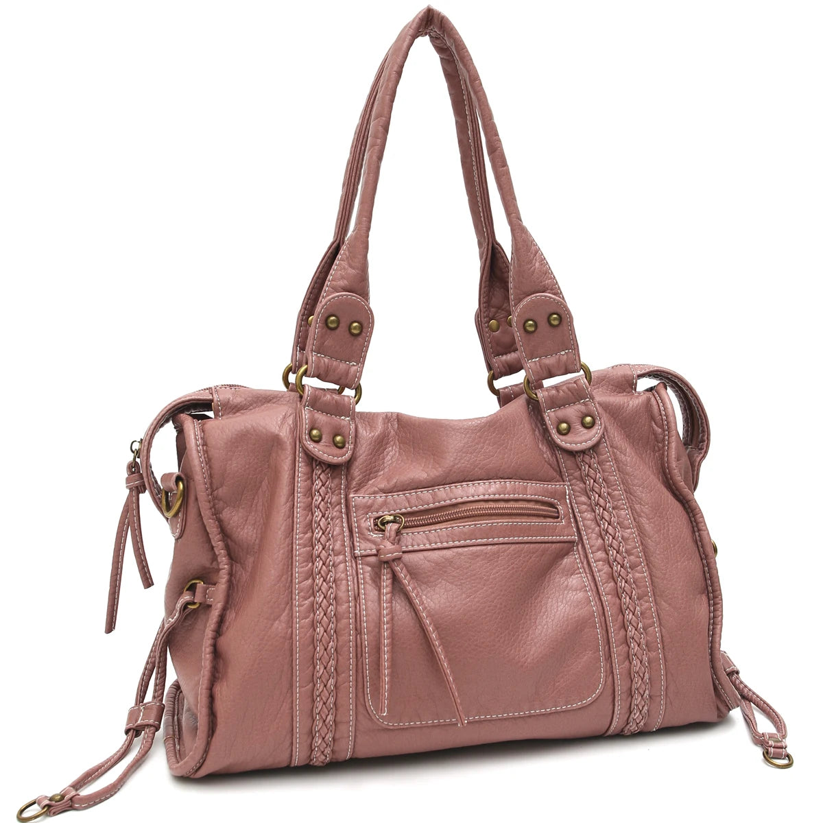 PU Leather Tote Bag With Zip Pockets Crossbody For Travel - Smarsty