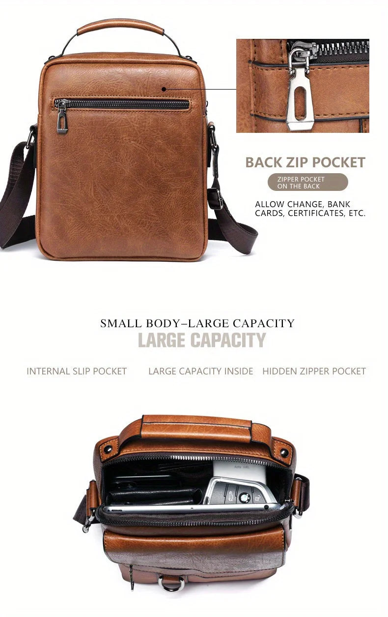 Men's PU Leather iPad Shoulder Bag Crossbody With Flap - Smarsty