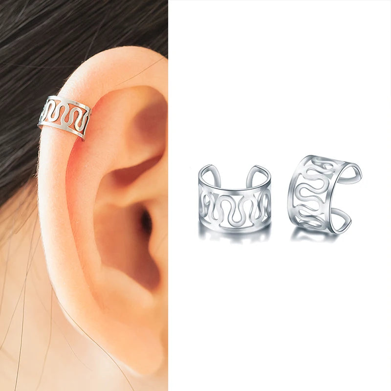 Shiny Silver Crystal Tassel Non-Piercing Ear Clip Earrings - Smarsty