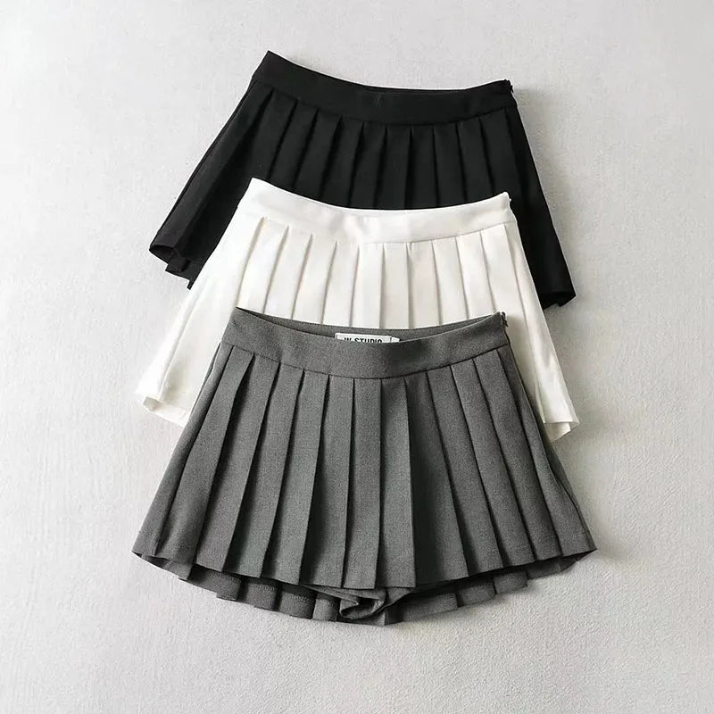 Spice girl pleated skirt female pure color small short skirt summer new Korean version JK college wind high waist mini skirt - Smarsty