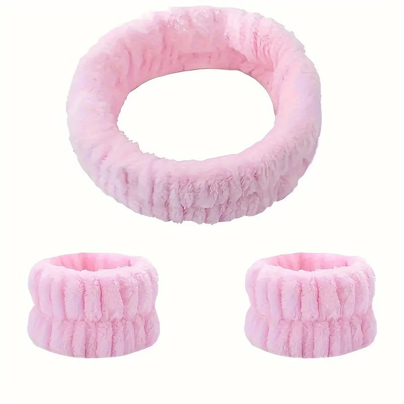 Coral Velvet Makeup Hairband Set for Easy Face Washing - Smarsty