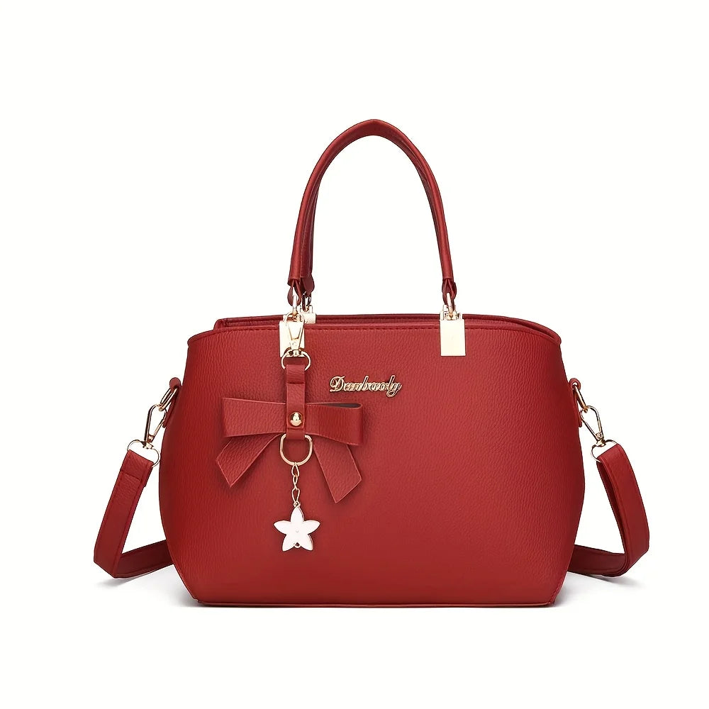 Elegant Bowknot Shoulder Bag With Multiple Compartments - Smarsty