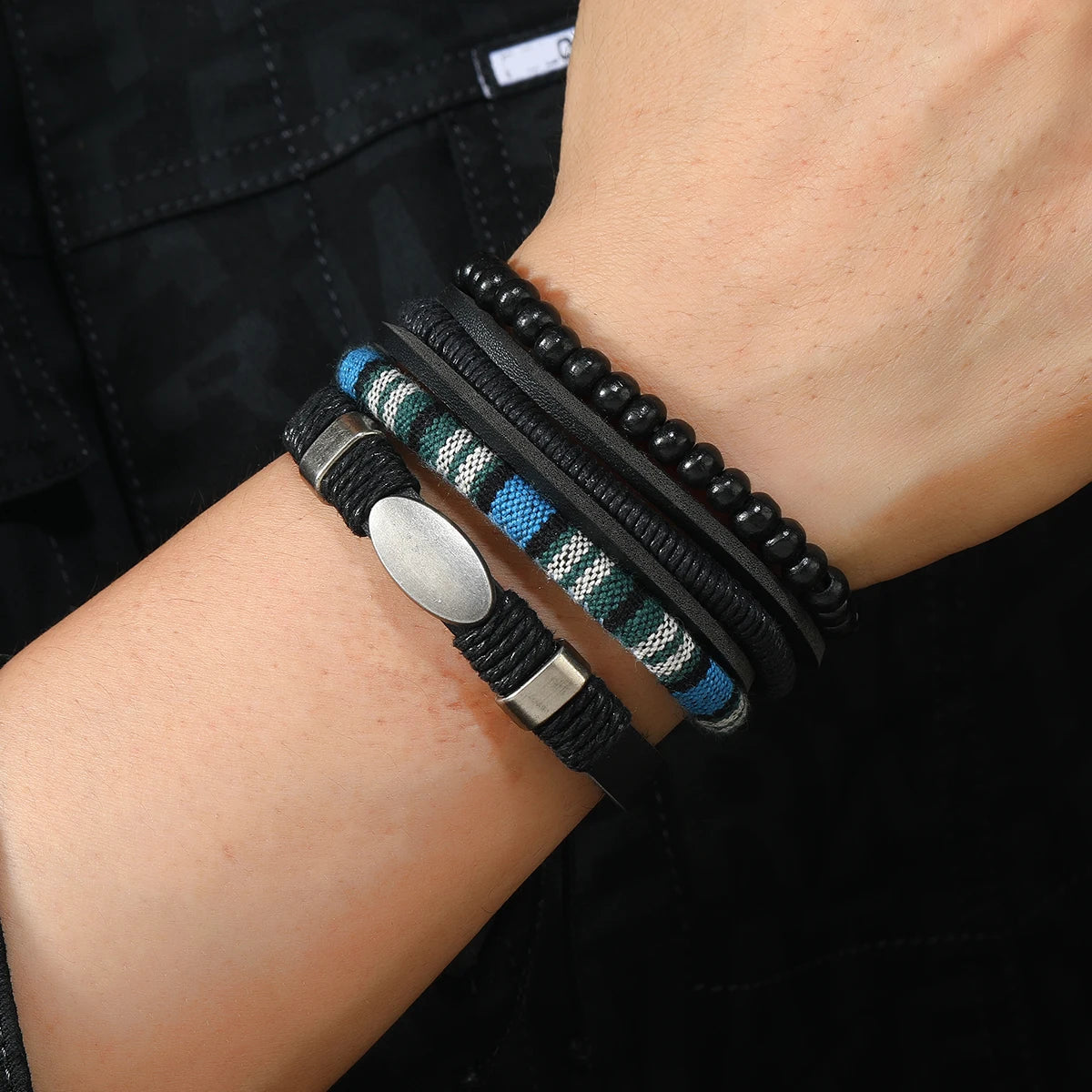 Men’s Leather Braided Bracelets Vintage Ethnic Wristband - Smarsty