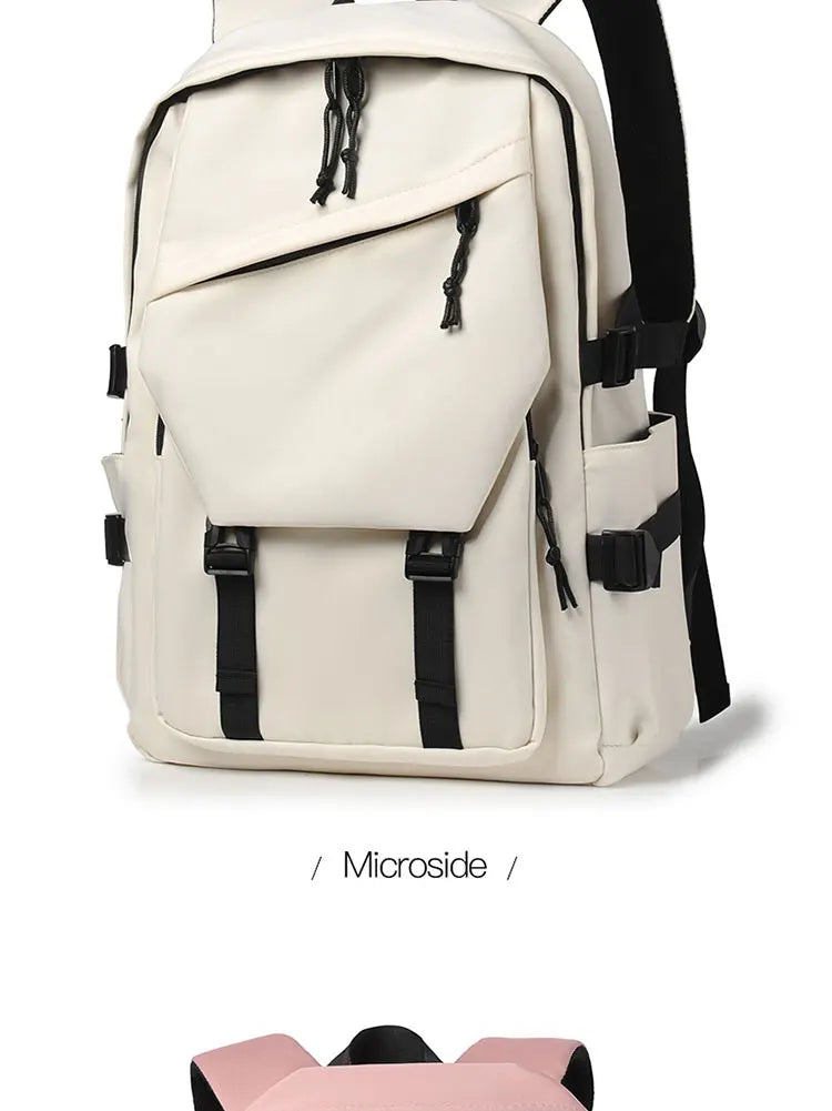 One 15 Inch Polyester Waterproof Solid Color Simple Men's Backpack Fashion Couple Student Computer Backpack