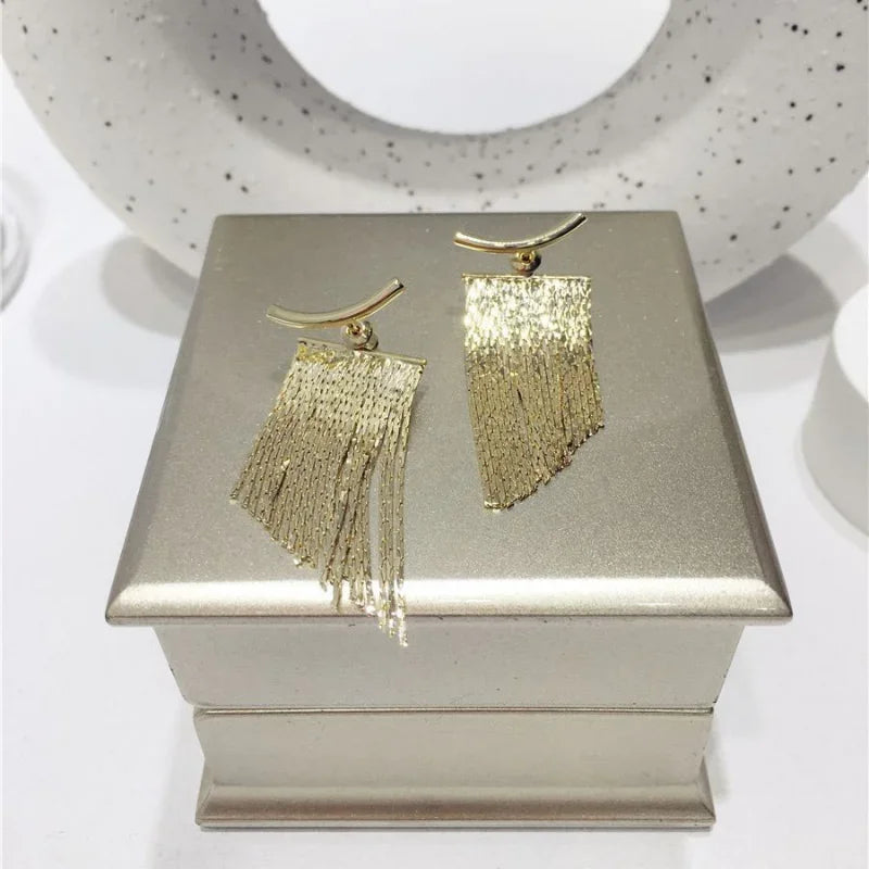 Long Gold Color Tassel Earrings for Women - Stylish Jewelry - Smarsty