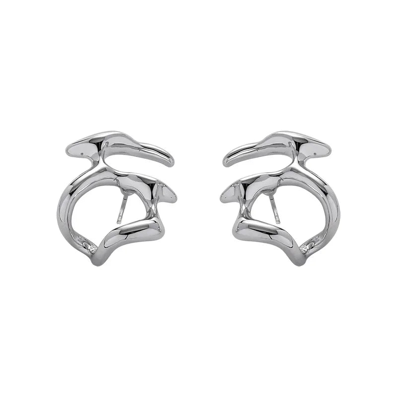 Irregular Liquid Metal Hollow Earrings Lightweight Punk - Smarsty