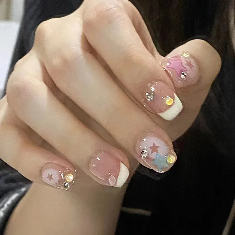 24Pcs Cute Pink Cat Eye Press On Nails Set - Smarsty