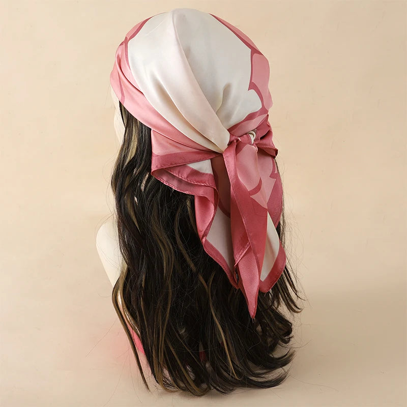 Bohemian Floral Print Silk Scarf for Women Sun Protection - Smarsty