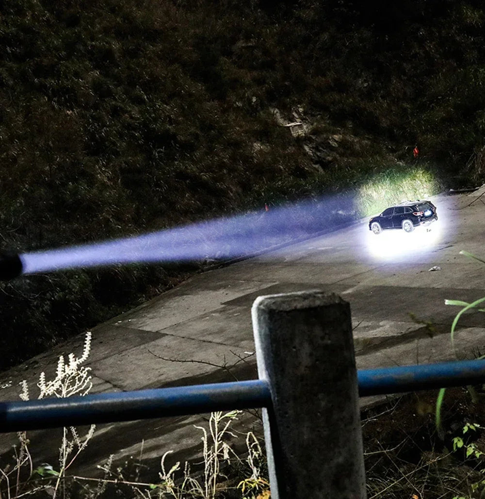 Rechargeable LED Flashlight Zoomable Torch with COB Side Led 7 Modes Waterproof High Power Hand Light Outdoor Wilderness Camping by Smarsty