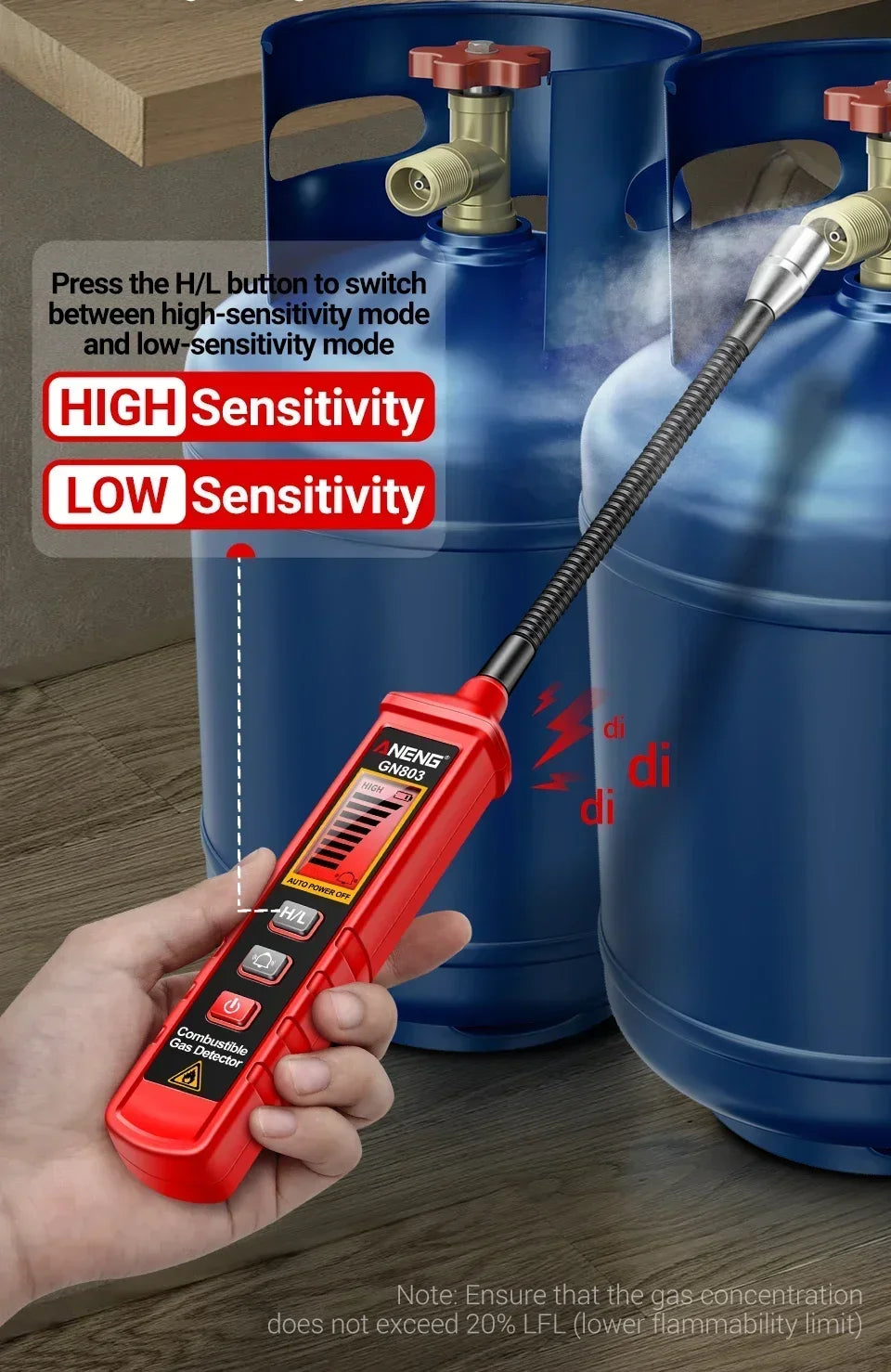 ANENG GN803 Portable Gas Leak Detector with LCD Display - Smarsty