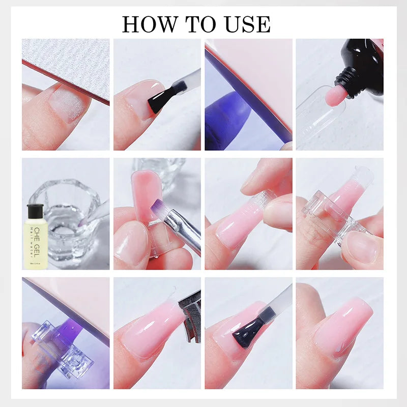 Poly Nail Extension Gel Kit Starter-3 Colors Skin Tone Nude Brown Series Builder Nail Gel All In One Kit With 6W Nail Lamp