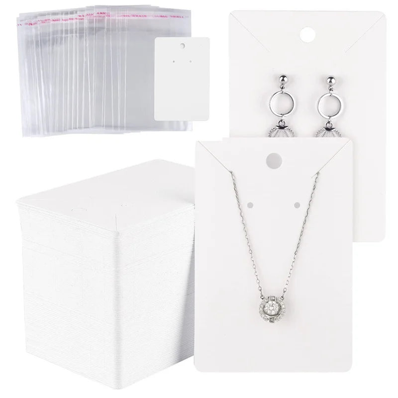 50 Pack Blank Jewelry Cards for Necklaces and Earrings - Smarsty