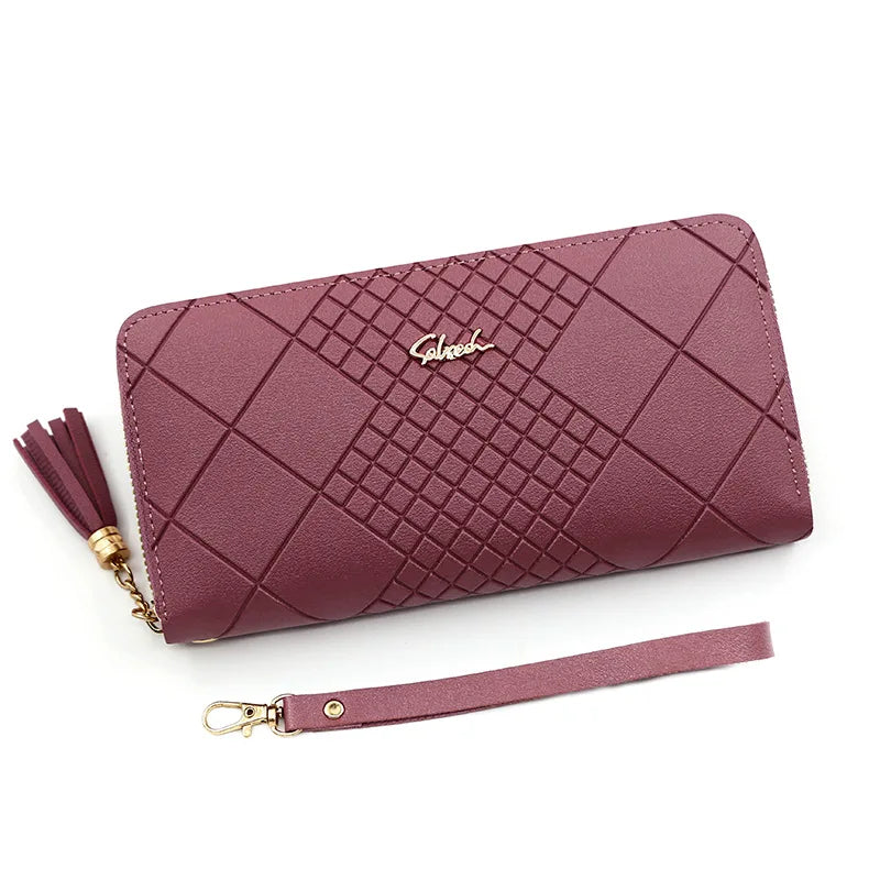 Zipper Money Coin Purse Women Card Holder Long PU Leather Clutch Wallet Large Capacity Lady Wristlet Phone HandBags Money Pocket