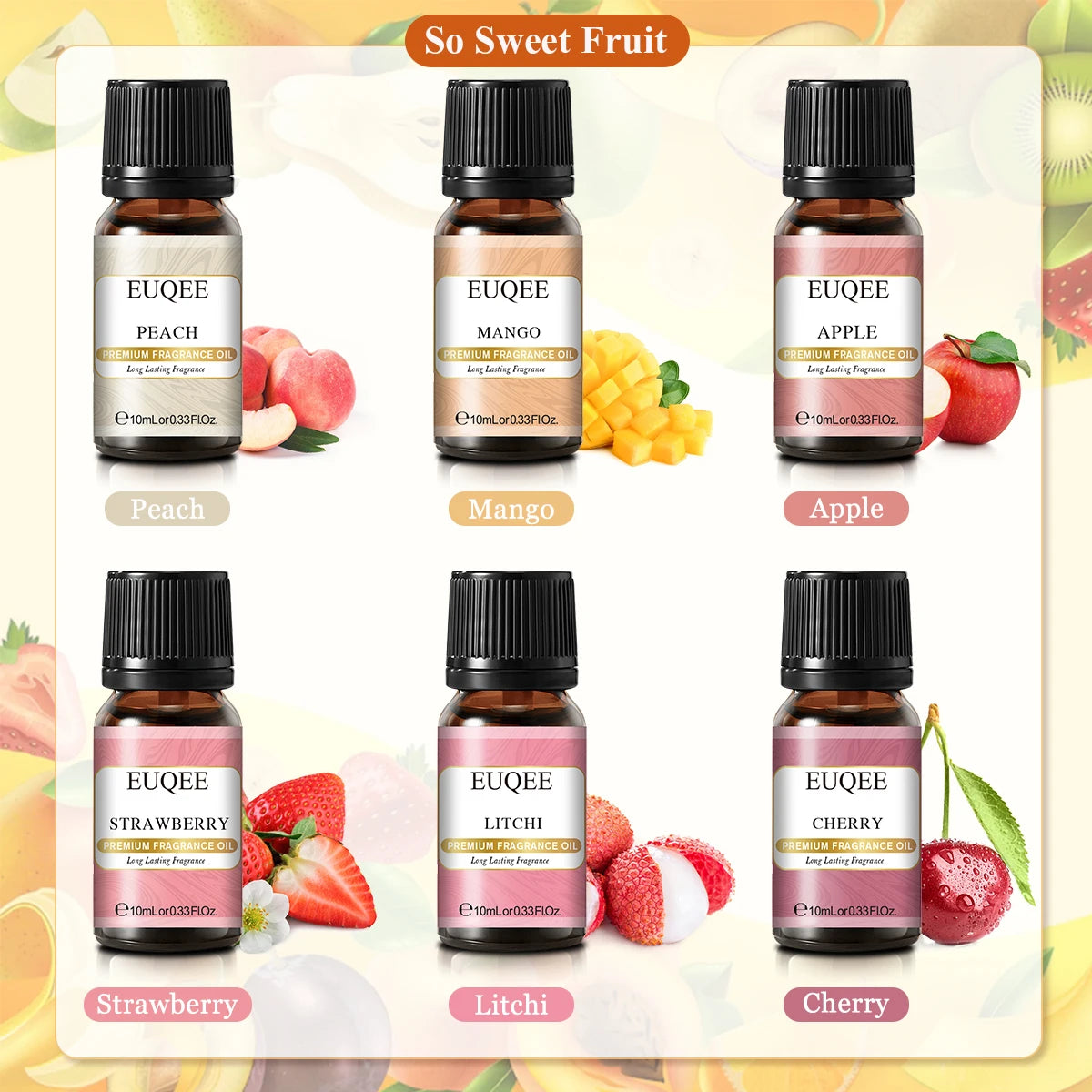 EUQEE 6pcs Fruit Fragrance Oils Set for Diffusers - Smarsty