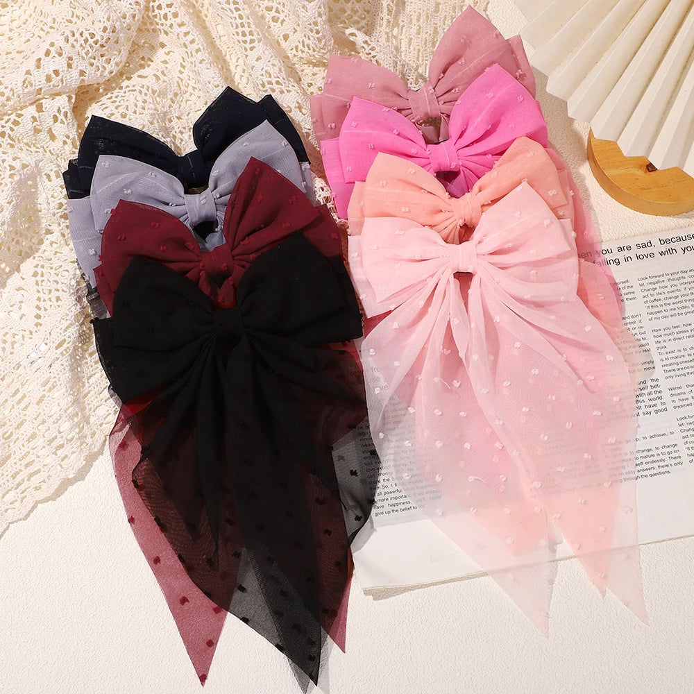 Girls Elegant Big Bow Satin Hair Clip Accessory - Smarsty