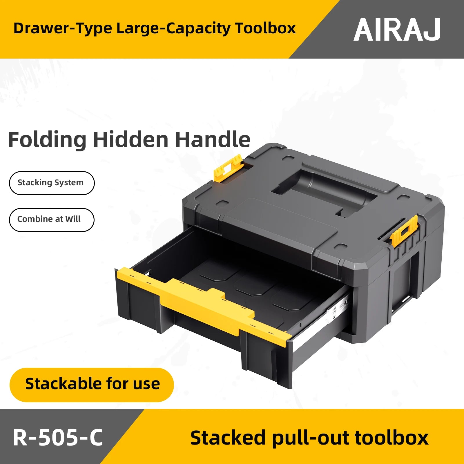 AIRAJ MultiFunctional Tier Stackable Rolling Plastic Portable Folding Tool Storage Box , Suitable for Garage Storage